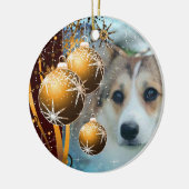 Holiday Sable Corgi Keramisch Ornament (Links)