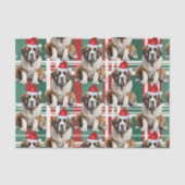 Holiday Santa Saint Bernard Dog Plaid Christmas Tissuepapier (Voorkant)