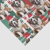 Holiday Santa Saint Bernard Dog Plaid Christmas Tissuepapier (Detail)