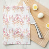 Holiday Scribble Tree + Star Herhaal Wit Theedoek (Quarter Fold)