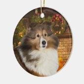 Holiday Sheltie Keramisch Ornament (Links)