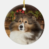 Holiday Sheltie Keramisch Ornament (Achterkant)