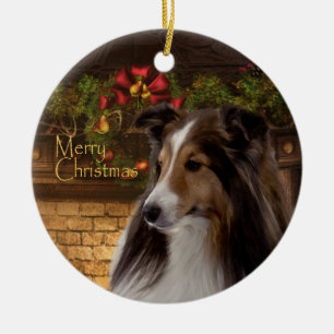Holiday Sheltie Ornament