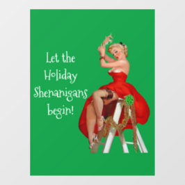 Holiday Shenanigans Retro Pinup Kerstmis Raamsticker