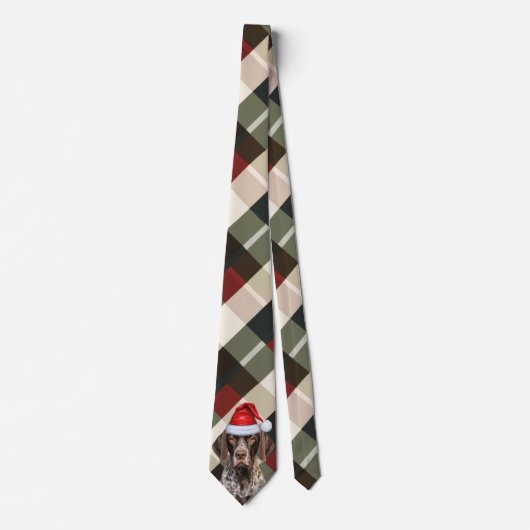 Holiday Shorthair Pointer Dog Plaid Christmas Stropdas (Voorkant)