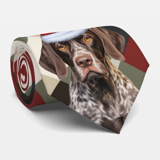 Holiday Shorthair Pointer Dog Plaid Christmas Stropdas (Opgerold)