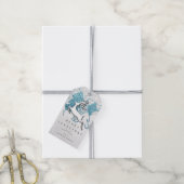 Holiday Silver Blue Grey kerstrendiertje 3D Cadeaulabel (Met Touw)