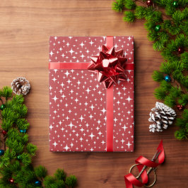 Holiday Simple Starry Glimmers Rood Cadeaupapier