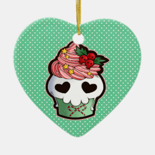 Holiday Skull Cupcake Keramisch Ornament
