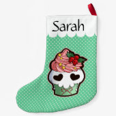 Holiday Skull Cupcake Kleine Kerstsok (Achterkant)