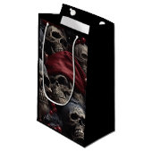 Holiday Skull Gift Bag (zwart) Klein Cadeauzakje (Voorkant Gekanteld)