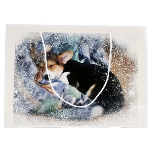 Holiday Sleeping Corgi Puppy Groot Cadeauzakje (Achterkant)