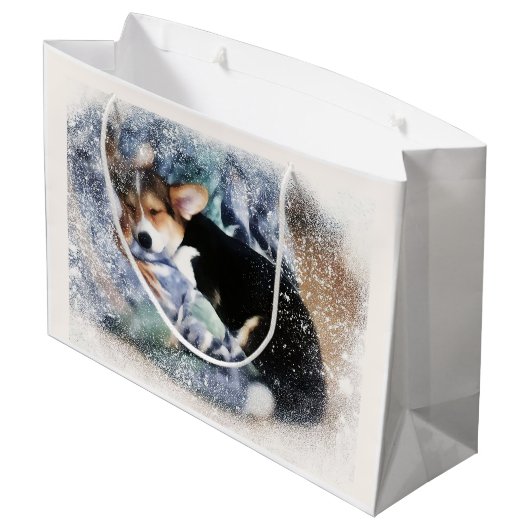 Holiday Sleeping Corgi Puppy Groot Cadeauzakje (Achterkant Gekanteld)