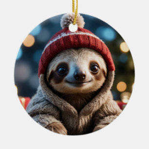 Holiday Sloth Keramisch Ornament