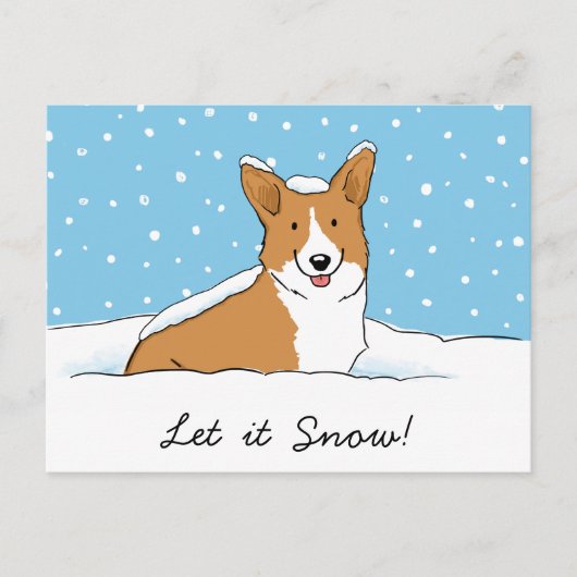 Holiday Sneeuw Corgi | Laat het Sneeuwen Hond Kers Feestdagenkaart (Voorkant)