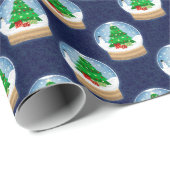 Holiday Snow Globe Christmas Tree Pattern Cadeaupapier (Rol Hoek)