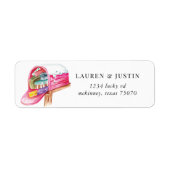 Holiday Snow Pink Mailbox Retouradres Label (Voorkant)