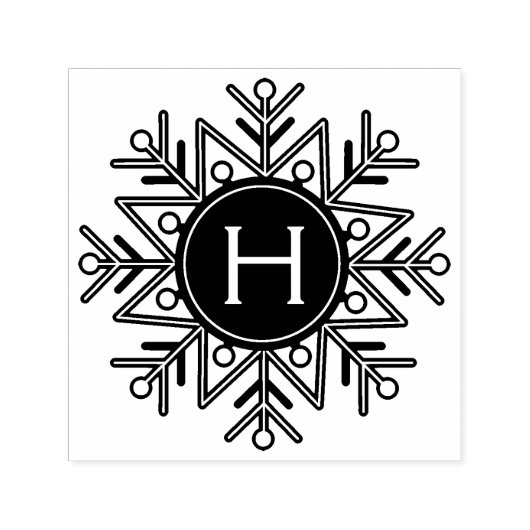 Holiday Snowflake Monogram Zelfinktende Stempel (Design)