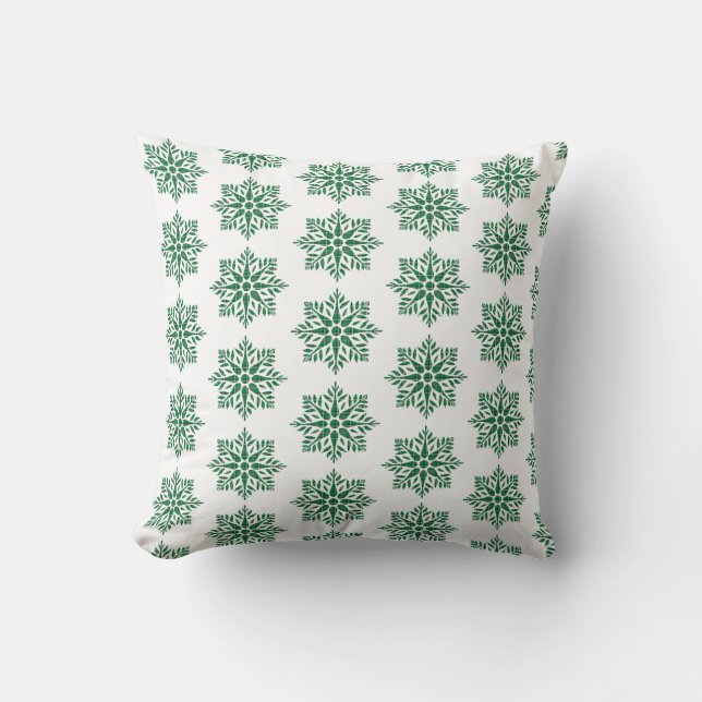 Holiday Snowflake Plaid Pattern Green Kussen (Voorkant)