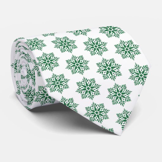 Holiday Snowflake Plaid Pattern Green Neck Tie Stropdas (Opgerold)