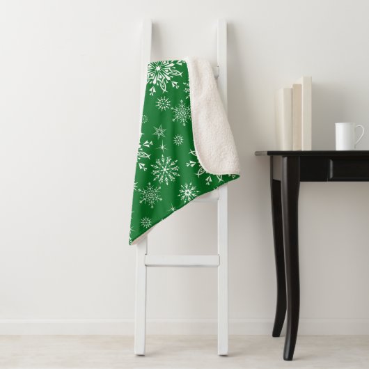 Holiday Snowflakes Sherpa Blanket Deken (In situ)