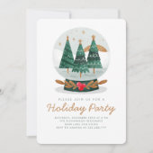 Holiday SnowGlobe Party invitation feuille de verd (Devant)