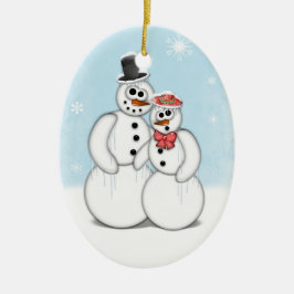Holiday Snowman Keramisch Ornament