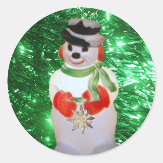 Holiday Snowman Round Glossy Sticker (Voorkant)