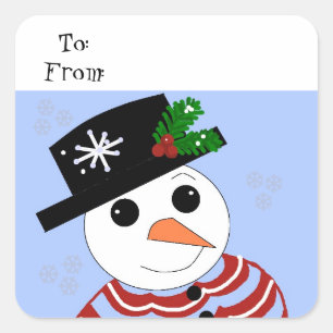 Holiday Snowman Vierkante Sticker