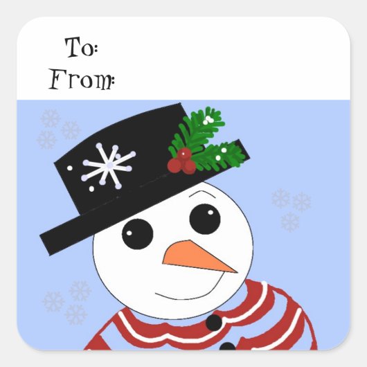 Holiday Snowman Vierkante Sticker (Voorkant)