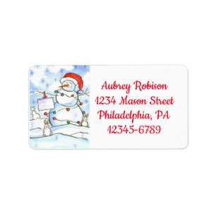 Holiday Snowman Winter Snow Scene Etiket