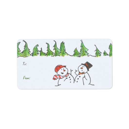 Holiday Snowmen Gift Etiket (Voorkant)