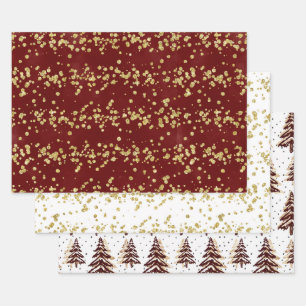 Holiday Sparkle - Elegant Burgundy, Gold en White Inpakpapier Vel