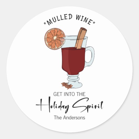 Holiday Spirit Mulled Wine Holiday Ronde Sticker (Voorkant)
