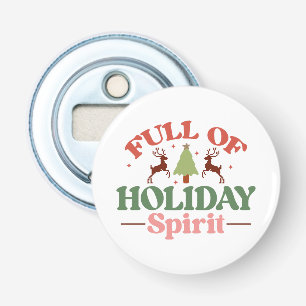 Holiday Spirit Retro Groovy Kerst Feestdagen Button Flesopener