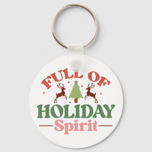 Holiday Spirit Retro Groovy Kerst Feestdagen Sleutelhanger