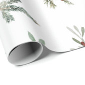 Holiday Spruce & Red Berries Cadeaupapier (Rol Hoek)