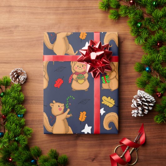 Holiday Squirrel Cadeaupapier (Feestdagen Geschenken)