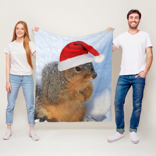 Holiday Squirrel Fleece Deken (In situ)