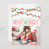 Holiday String Lights Merry Bright briefkaart (Voorkant / Achterkant)