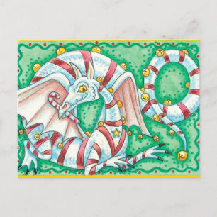Holiday Striped Dragon Christmas Post Kaart