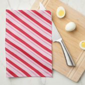Holiday Stripes Red and Pink Kitchen Towel Theedoek (Quarter Fold)