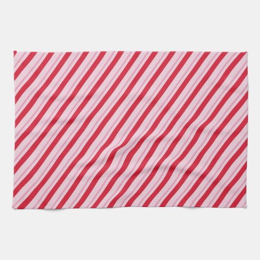 Holiday Stripes Red and Pink Kitchen Towel Theedoek (Horizontaal)