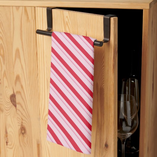 Holiday Stripes Red and Pink Kitchen Towel Theedoek (Derde Gevouwen)