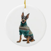 Holiday Sweater Doberman Keramisch Ornament (Achterkant)