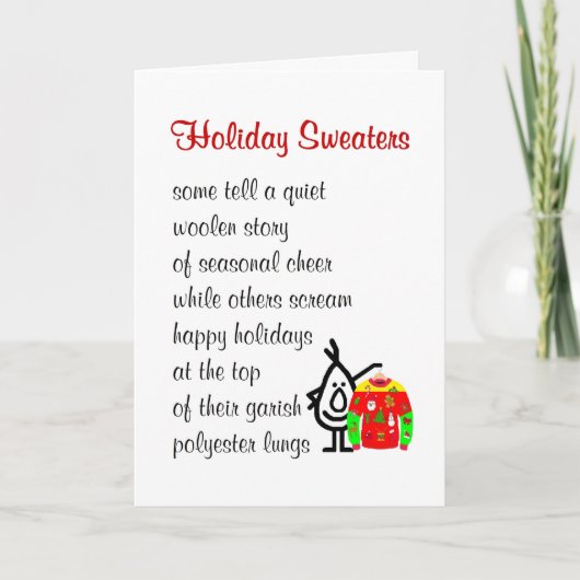 Holiday Sweaters - een grappig kerstgedicht Feestdagen Kaart (Voorkant)