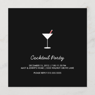 Holiday Swizzle Cocktail Party Invitation Black Kaart