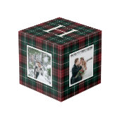 Holiday Tartan Monogram Photo Cube Kubus (Achter hoekig)