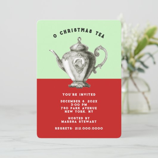 Holiday Tea Invites Kaart (Staand voorkant)