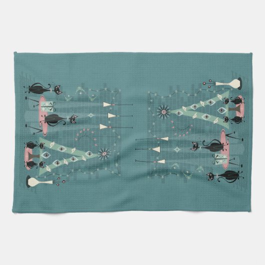 Holiday uit de middeleeuwse kattenfamilie ©studiox theedoek (Horizontaal)